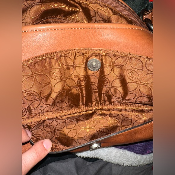 FOSSIL Long Live Vintage Camel Brown Leather Carryall Shoulder Handbag Satchel - Picture 2 of 9